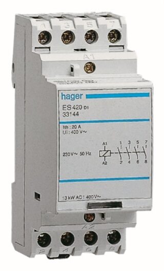 HAGER - CONTACTOR C/MANDO MAN. 230V 20A 4NA M-0-A