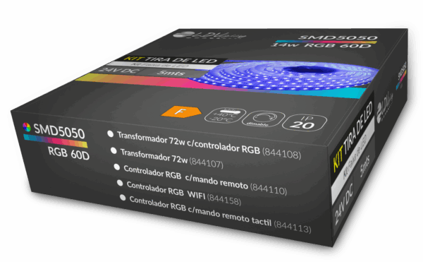 LDVlighting - KIT TIRA LED 24V 14W RGB 5m+TRAF.72W+.CTR.TACTIL