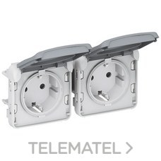 LEGRAND - TOMA 2xP + TT HORIZONTAL E/S PLEXO GRIS