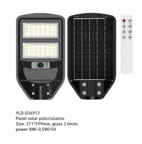 YLD LIGHTING - LUMINARIA VIAL SOLAR 8W 1300lm 5000K