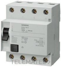 SIEMENS - INT.DIF.70 CLASE AC M.4 4P.125A 300mA