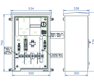 PINAZO - CAJA PROT.MONOF. MDA. DIR. P<50KW RED SUBT. EXTERIOR