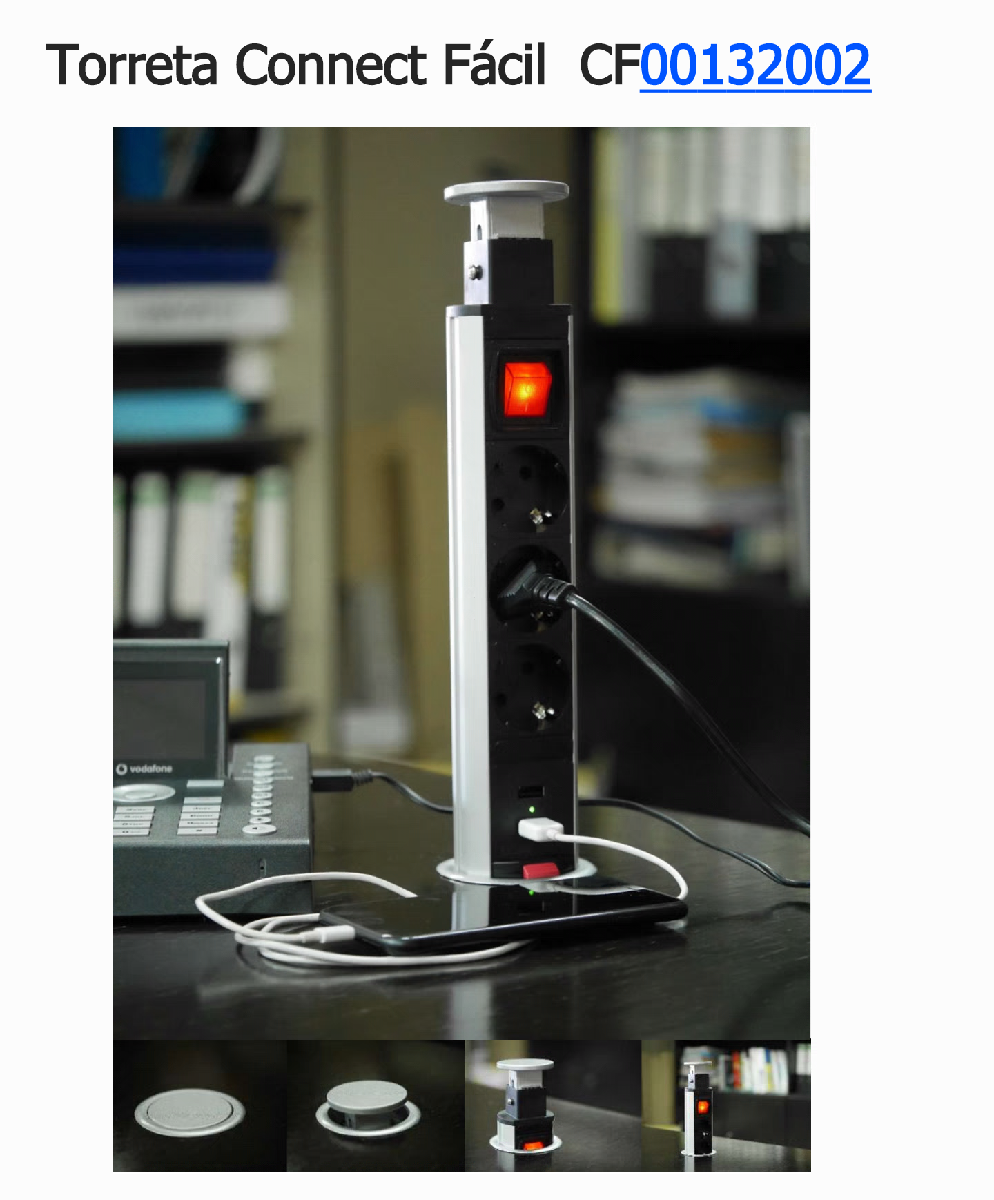 CONNECT FACIL - TORRETA 3xT.CORR+USB C/INT. 2m CABLE