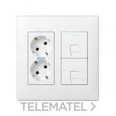 SIMON - PUESTO TRABAJO 2SCHUKOS+2RJ45 BLANCO