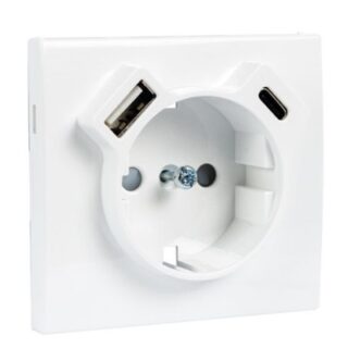 EFAPEL - TAPA BASE SCHUKO + "USB"+"C" LOGUS 90 HIELO