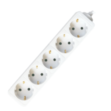 FAMATEL - BASE MULTIPLE 5 SCHUKO S/CABLE SILVER SANZ