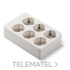 FAMATEL - BASE 6 SCHUKO CUADRADA BLANCO