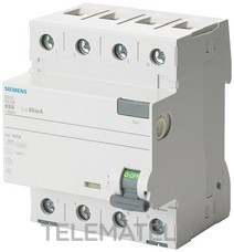 SIEMENS - DIFERENCIAL  CLASE A 4P 63A 300mA