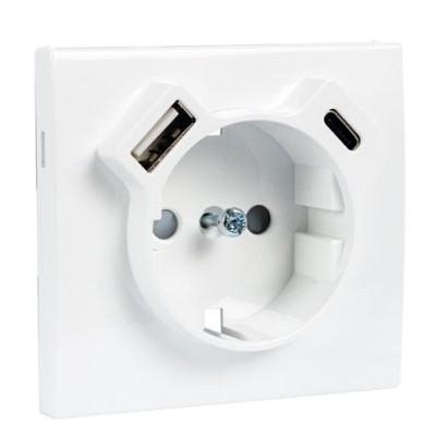 EFAPEL - TAPA BASE SCHUKO + "USB"+"C" LOGUS 90 BLANCO