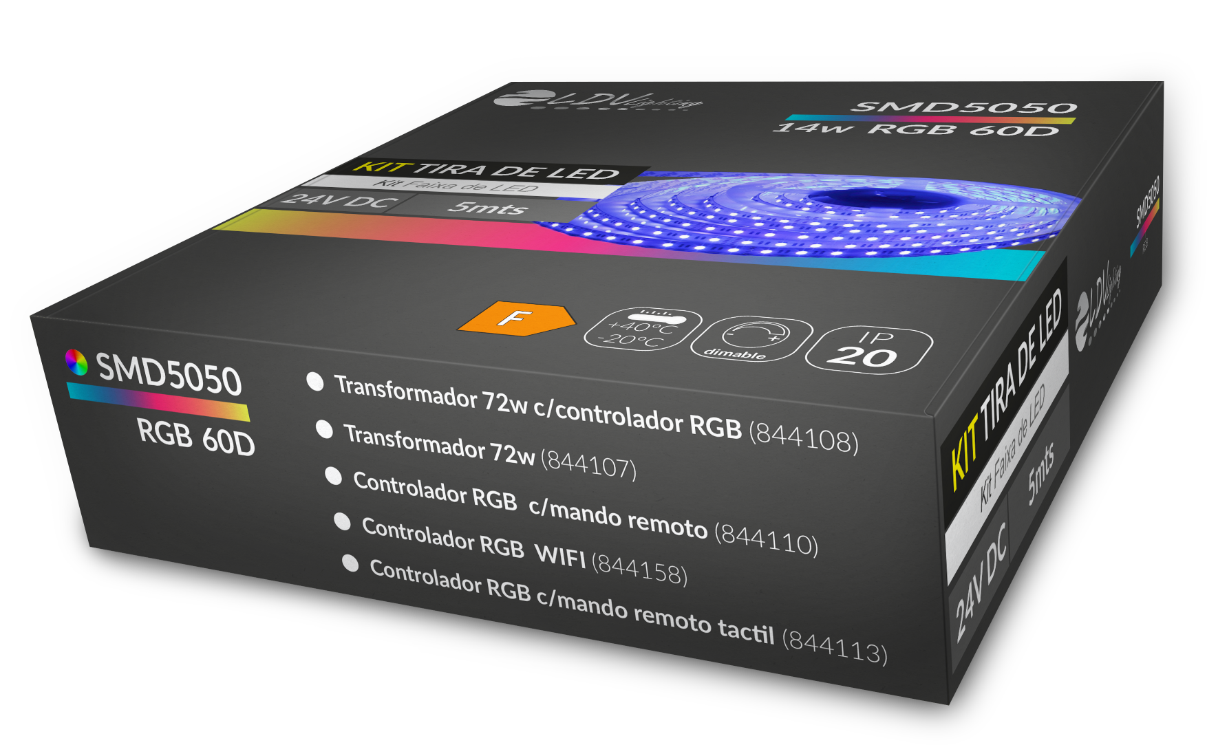 LDVlighting - KIT TIRA LED 24V 14W RGB 5m+TRAF.72W+.CTR.TACTIL