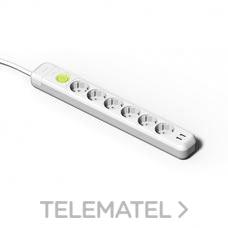 FAMATEL - BASE 6 SCHUKO C/INT. 1,5m USB BLANCO - Imagen 2