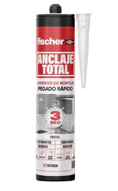 FISCHER - ANCLAJE TOTAL CRISTAL - ADHESIVO DE MONTAJE TRANSPARENTE